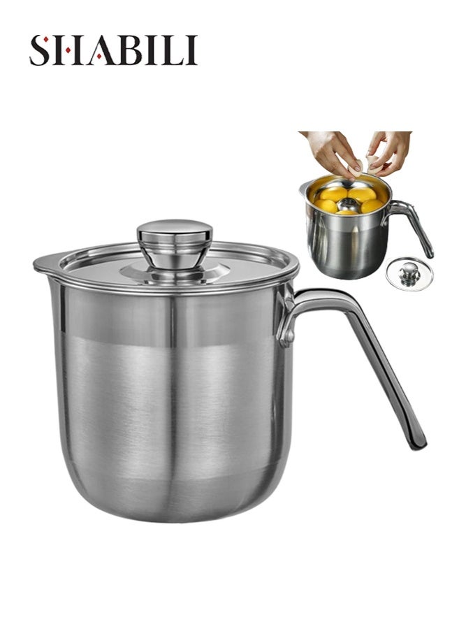 SHABILI Stainless Steel Egg Separator Pot for Kitchen, Egg Yolk White Separator with Egg Strainer Filter and Egg Screen for Baking Lovers and Cooking Fans, Large Capacity Egg Separation Tool (Silver) - Image 1
